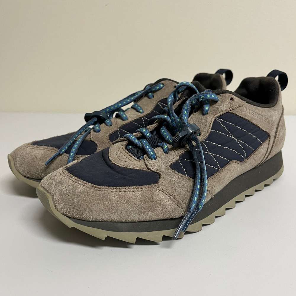 Merrell Alpine 83 Sneaker Recraft Brindle Mens 7.5 Brown Navy Shoes Hiking EUC